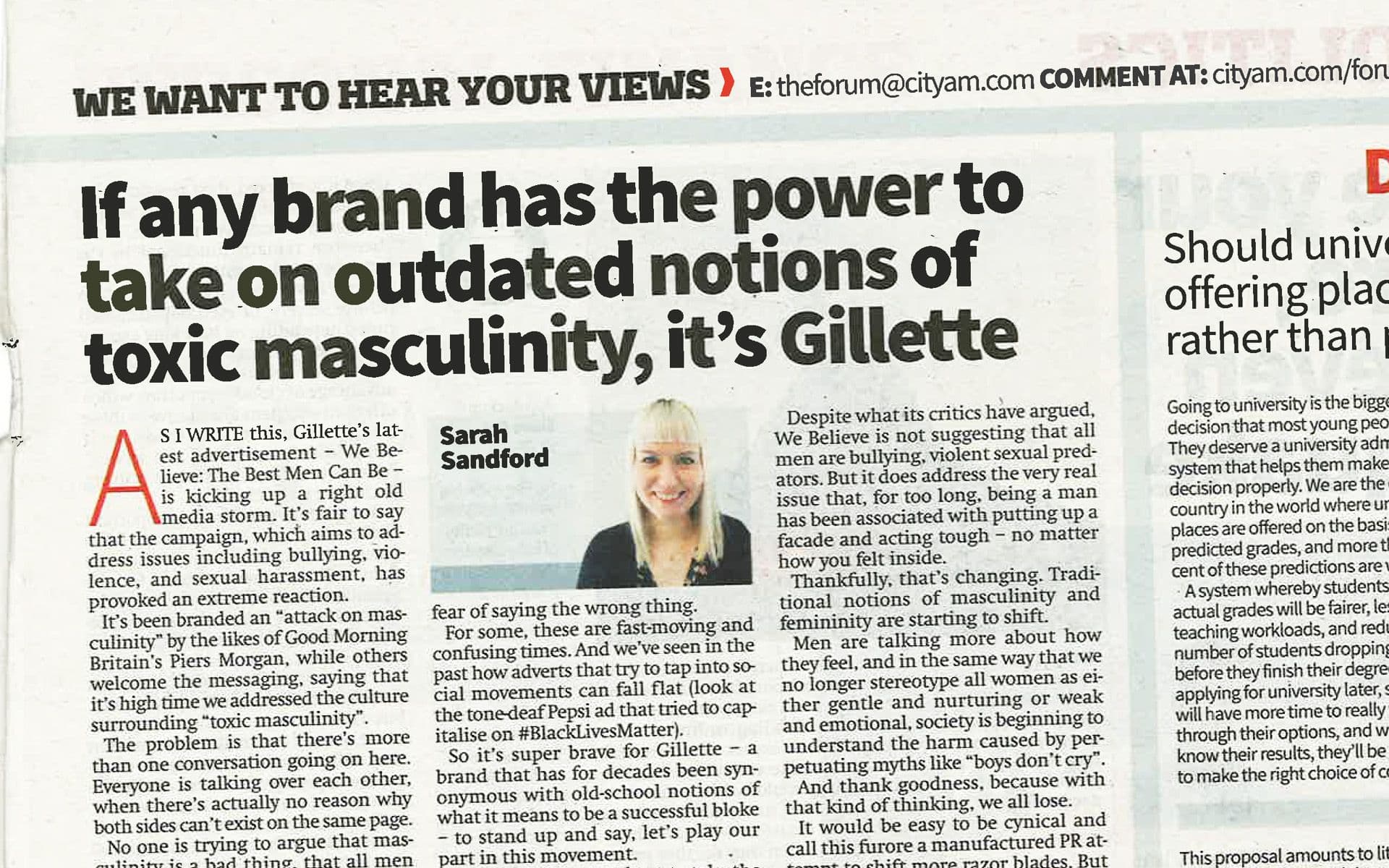 Sarah on Gillette